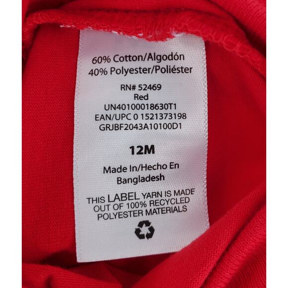 Holiday Time Christmas Long Sleeve Red One Piece 12 Months New‎ - Picture 4 of 4